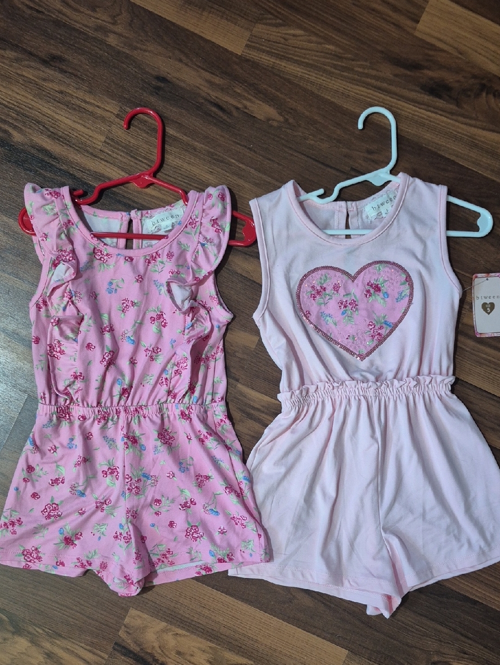 btween Pink Floral Girls' Size 5T Rompers Set of 2